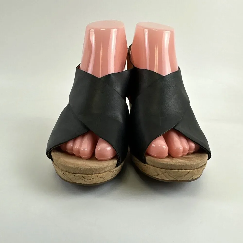 Rockport Cobb Hill Slingback Heel Sandal Black Leather Buckle Womens‎ 6.5 Wide